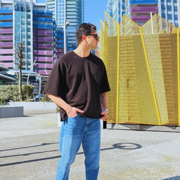 Siyah - Raw-Cut Oversize T-shirt - QA-015